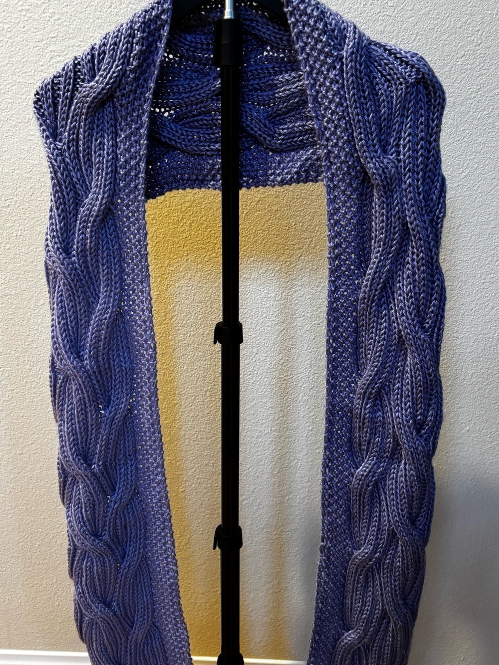 Cable Knit Open Front Women’s Sweater Cardigan - Purple